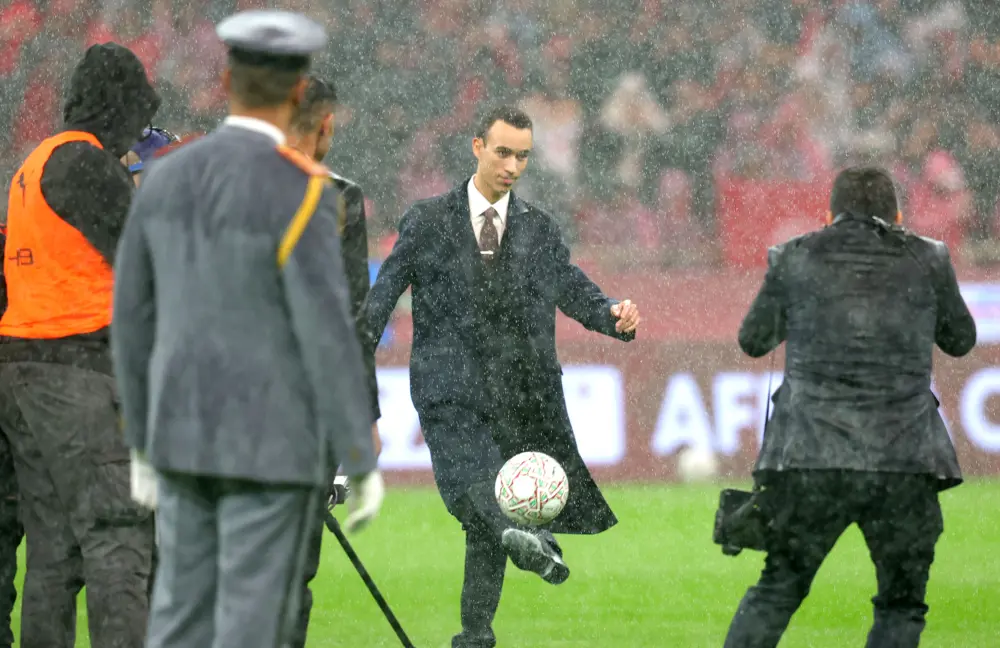 Crown Prince of Morocco Moulay Hassan with the ceremonial kick-off