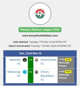 Kwanza Heroes League 2026 opening fixtures.